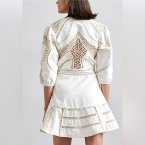 MAJE Crochet and cotton-twill mini dress
